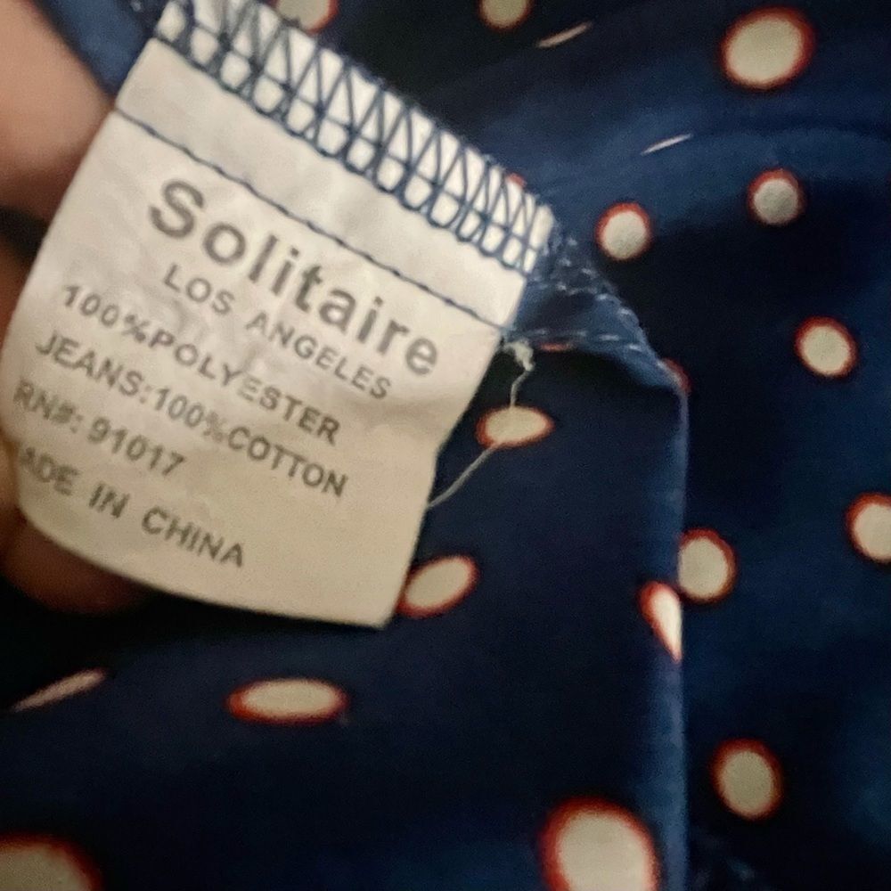 Solitaire blue polka dot long sleeved button down shirt - Picture 9 of 13